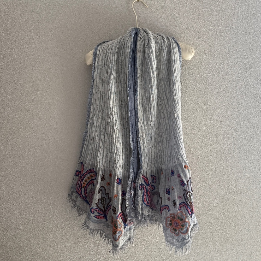 Large Chinar Wool Hand Embroidered Floral Scarf